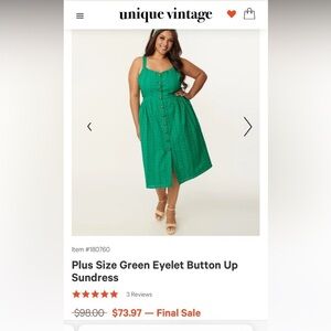 NWT Unique Vintage green eyelet sundress